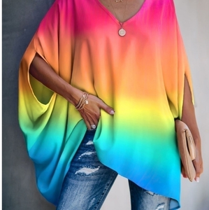 Tie Dye Colored Boho‎ Tunic Blouse CBR Size XL